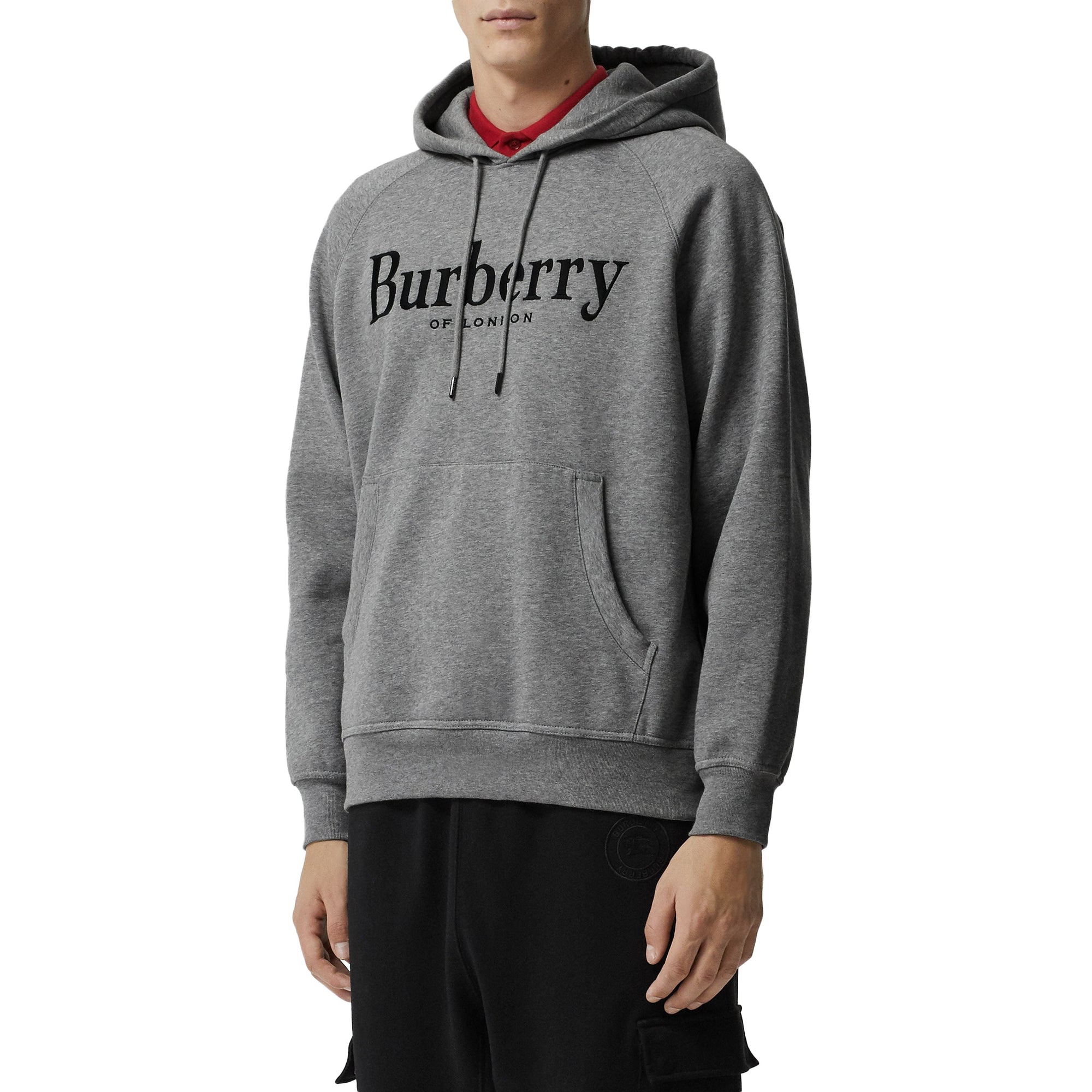 Sweat-shirt à capuche en jersey avec logo brodé - Pale Grey Melange