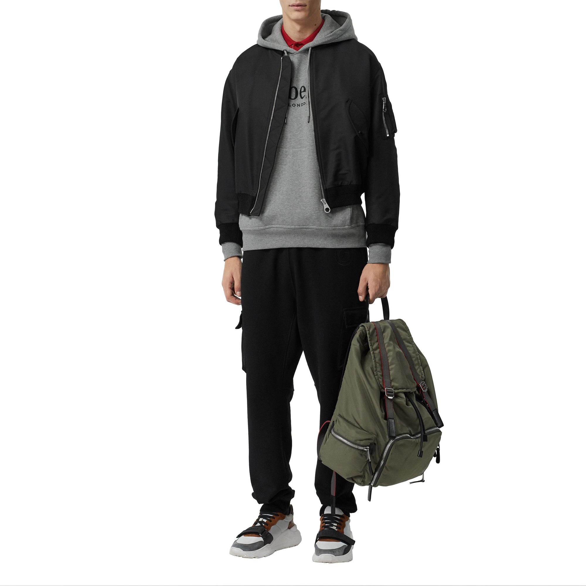 Sweat-shirt à capuche en jersey avec logo brodé - Pale Grey Melange