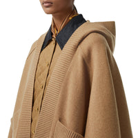Cape à capuche en laine mélangée avec écusson en jacquard - Rusty Camel