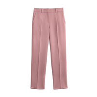 Pantalon tailleur droit en laine mélangée - Chalk Pink