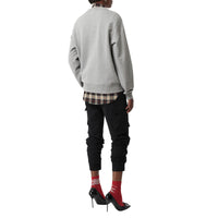 Sweat-shirt en coton avec emblème du Cavalier à damier - Pale Grey Melange