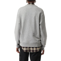 Sweat-shirt en coton avec emblème du Cavalier à damier - Pale Grey Melange