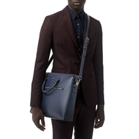 Grand attaché-case en cuir texturé - Navy
