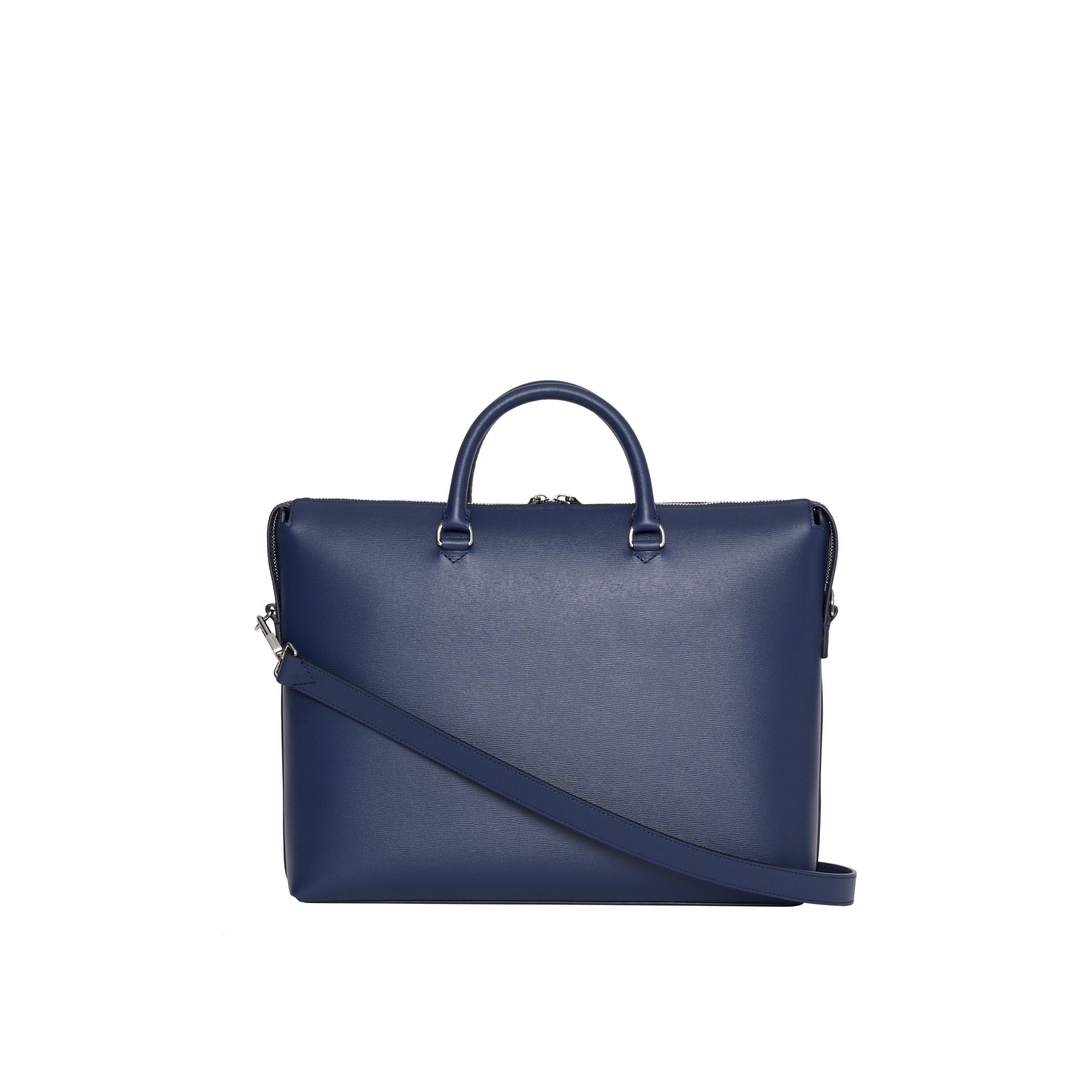 Grand attaché-case en cuir texturé - Navy