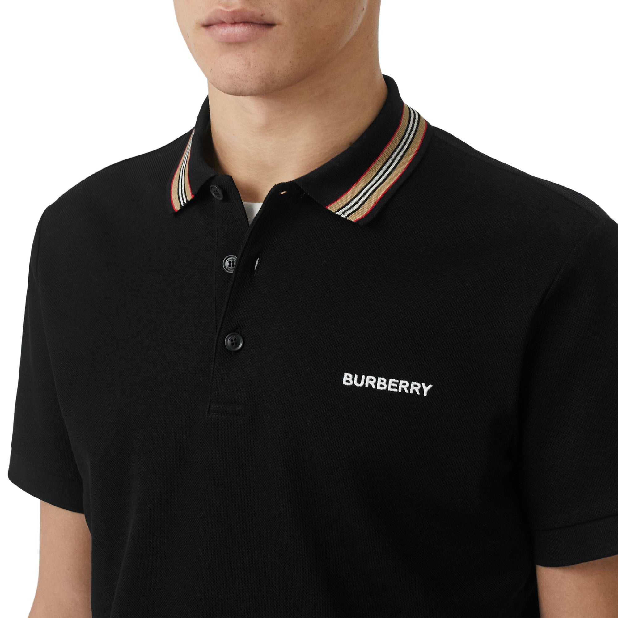 Polo en piqué de coton à rayures iconiques - Black