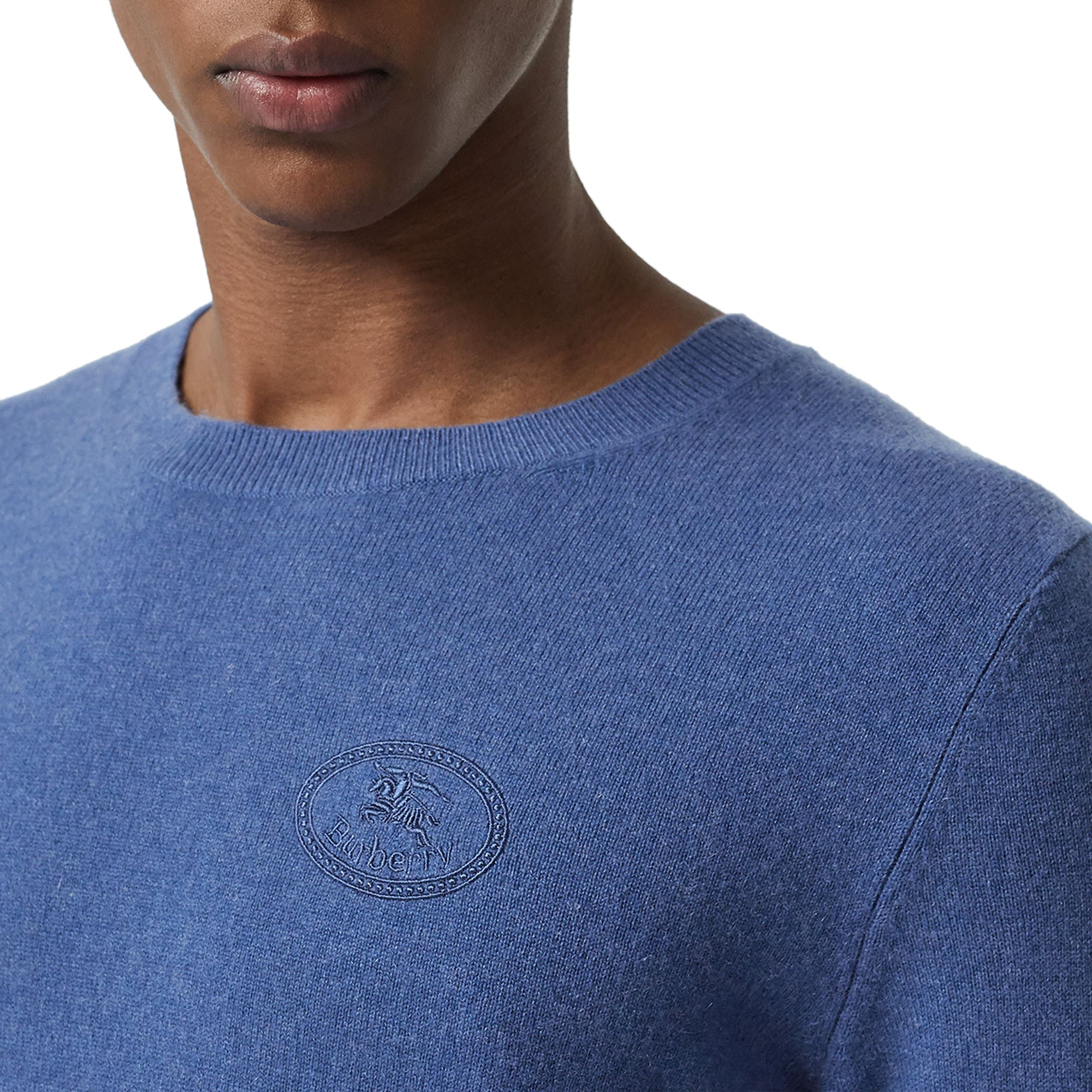 Pull en cachemire avec logo brodé - Dusty Blue