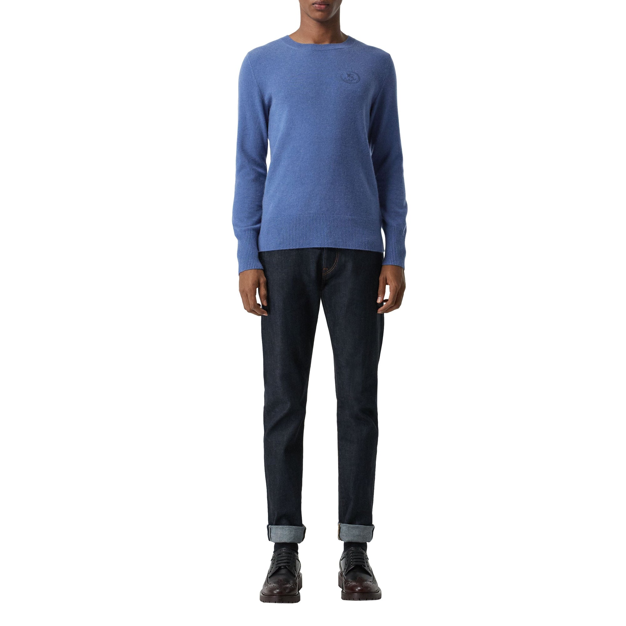 Pull en cachemire avec logo brodé - Dusty Blue