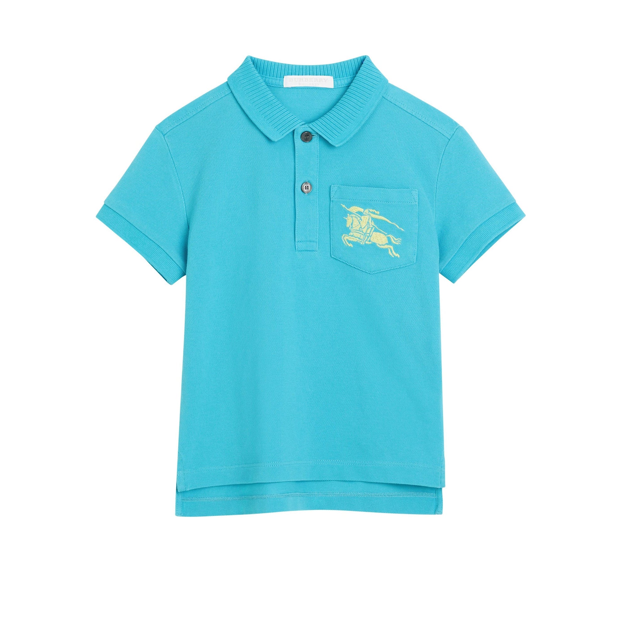 Polo en piqué de coton avec emblème du Cavalier - Bright Cyan Blue