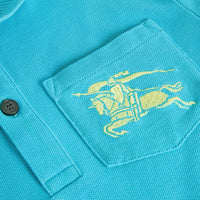Polo en piqué de coton avec emblème du Cavalier - Bright Cyan Blue