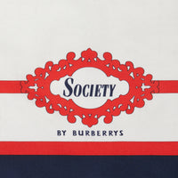Petit carré de soie à imprimé d'archive « Society » revisité - Navy