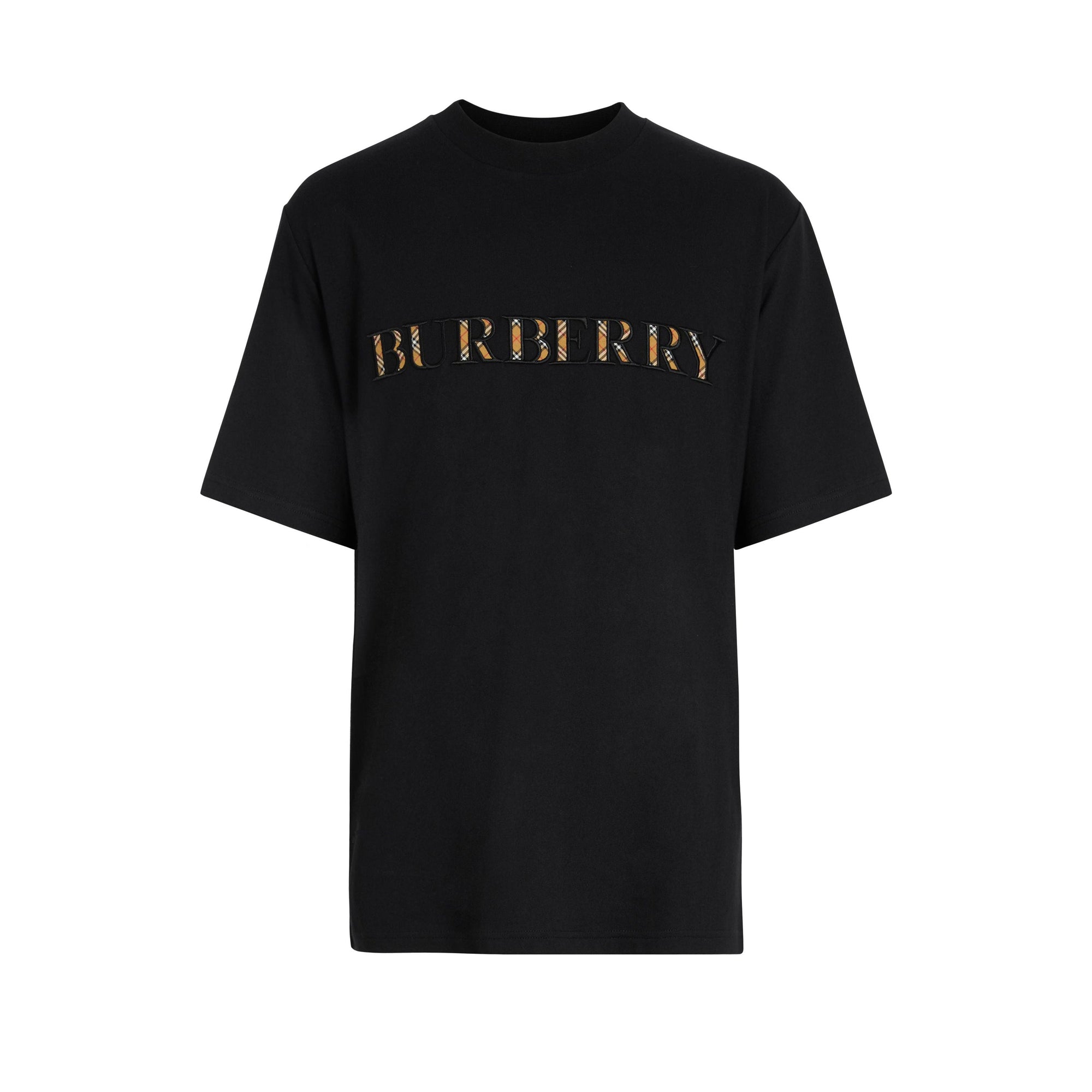 T-shirt en coton avec logo à motif check - Black