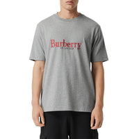 T-shirt en coton avec logo d'archive brodé - Pale Grey Melange