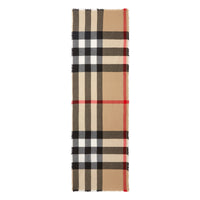 Écharpe en laine et cachemire à motif check avec franges - Camel