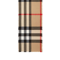 Écharpe en laine et cachemire à motif check avec franges - Camel
