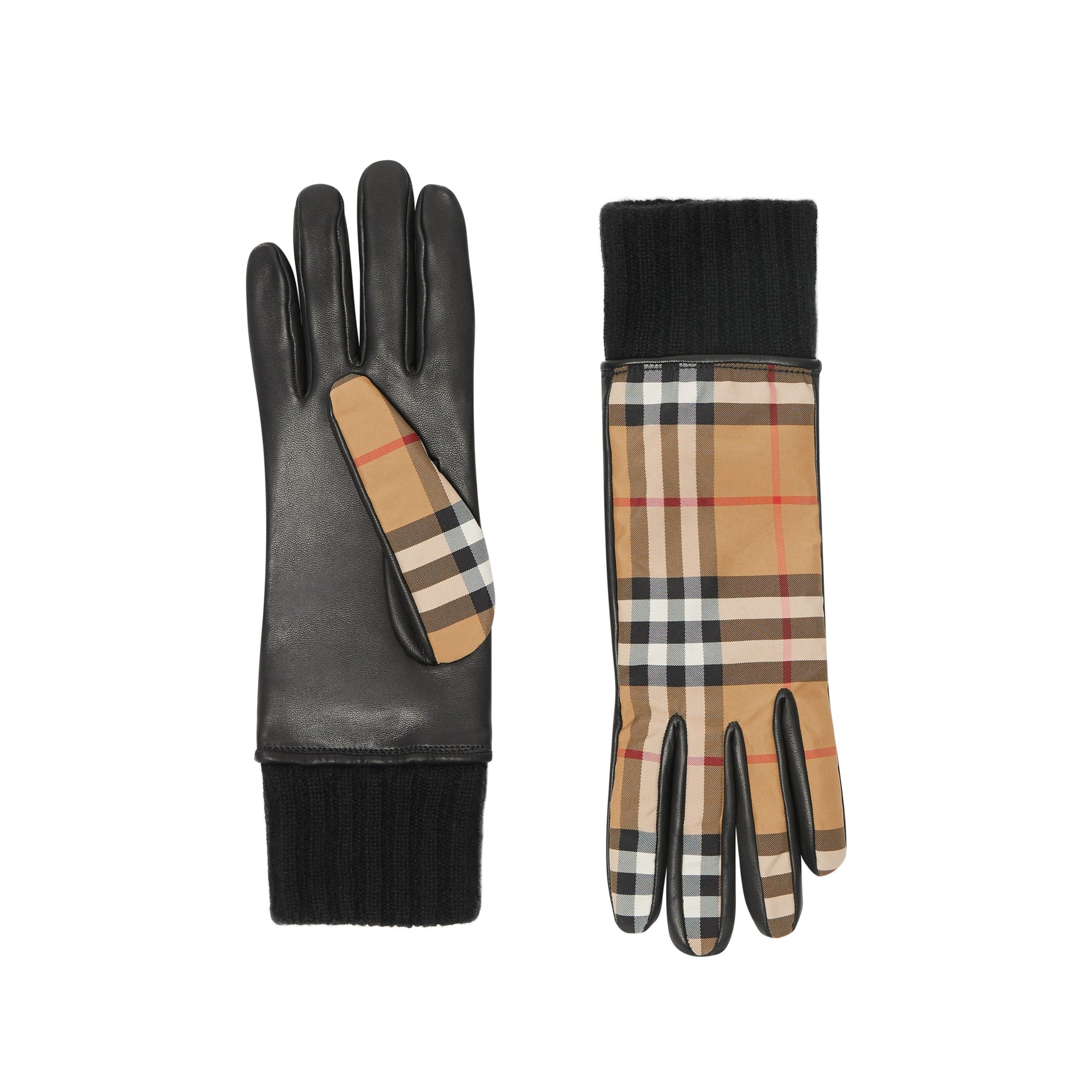 Gants Vintage en cuir doublés de cachemire - Antique Yellow & Black