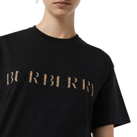 T-shirt en coton avec logo à motif check - Black
