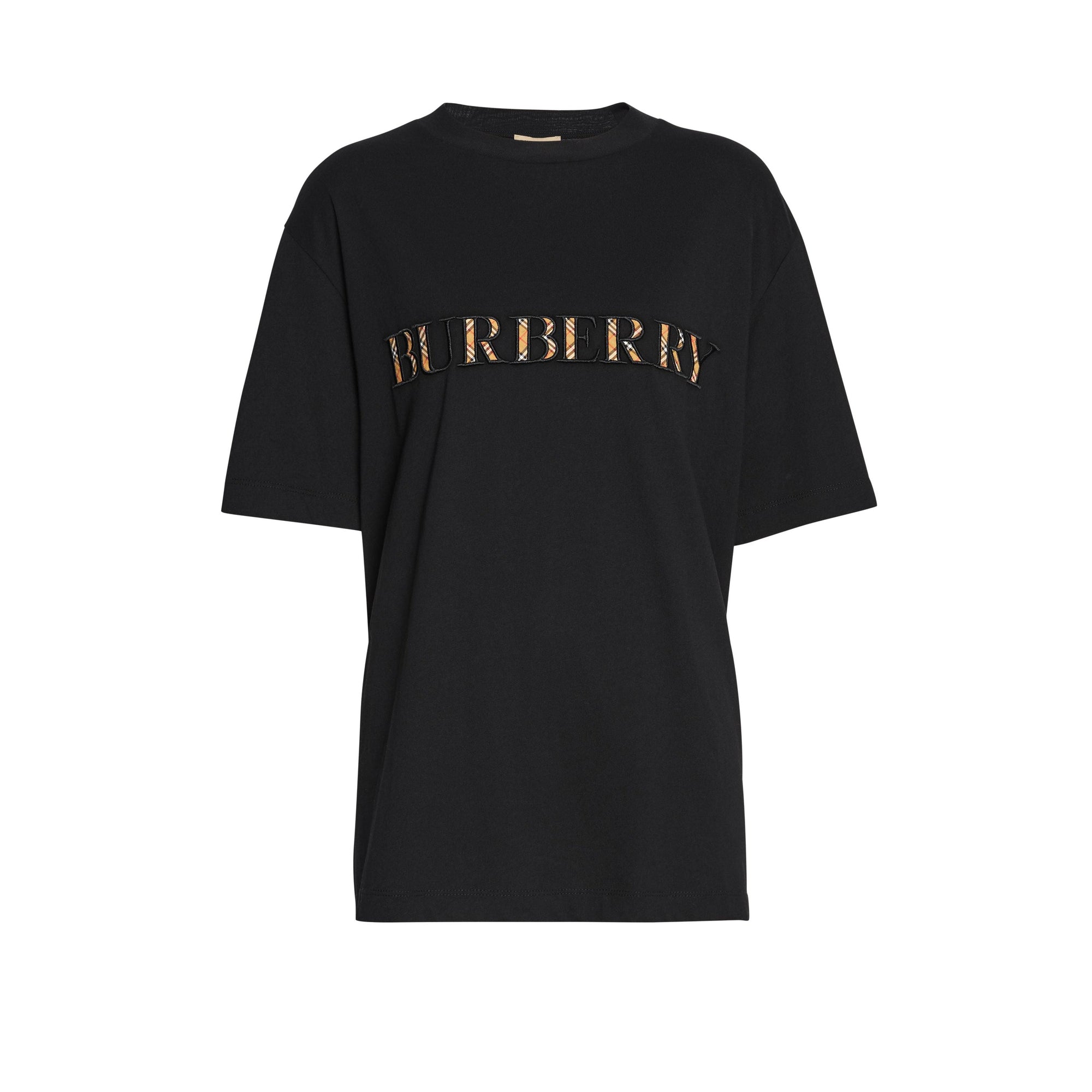 T-shirt en coton avec logo à motif check - Black