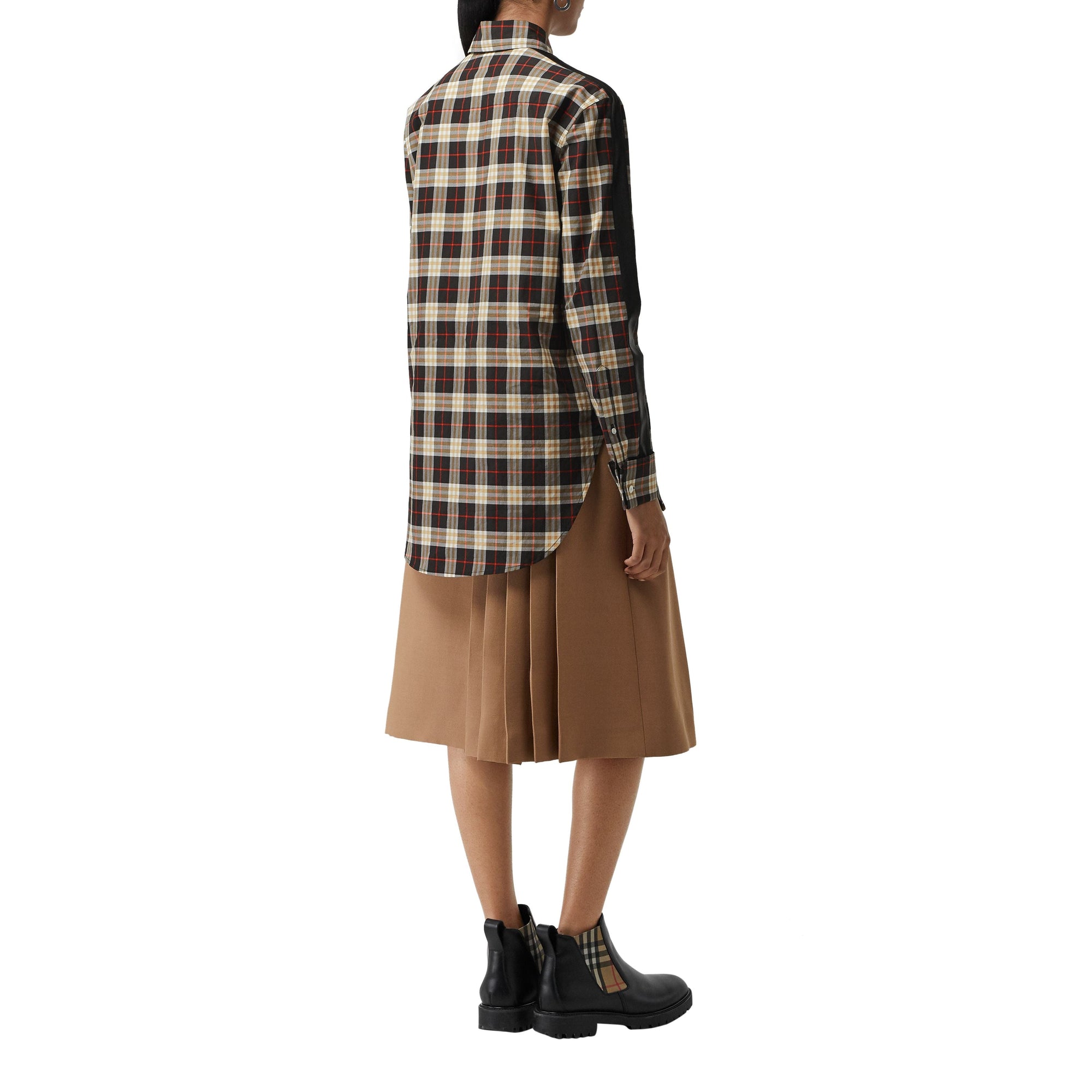 Chemise en coton à motif check et rayures - Midnight