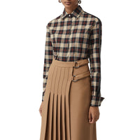 Chemise en coton à motif check et rayures - Midnight