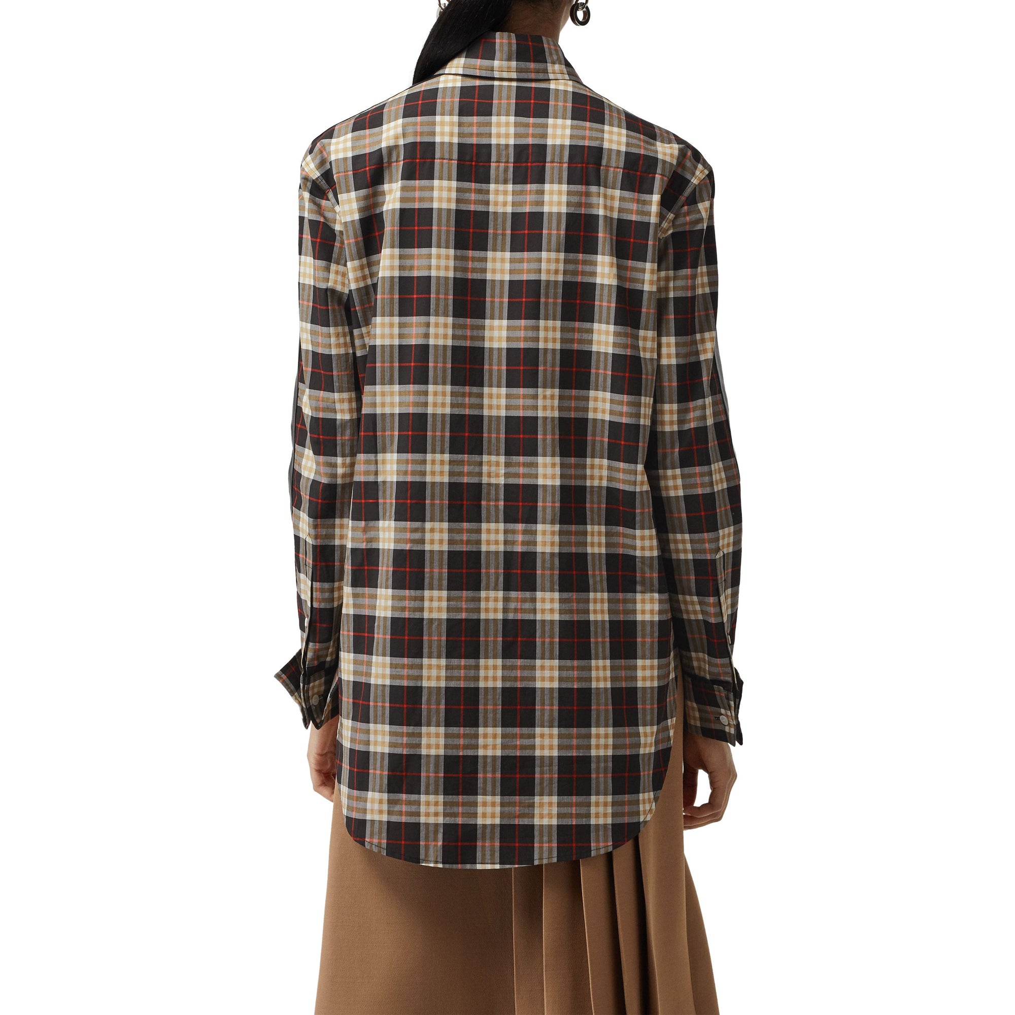 Chemise en coton à motif check et rayures - Midnight