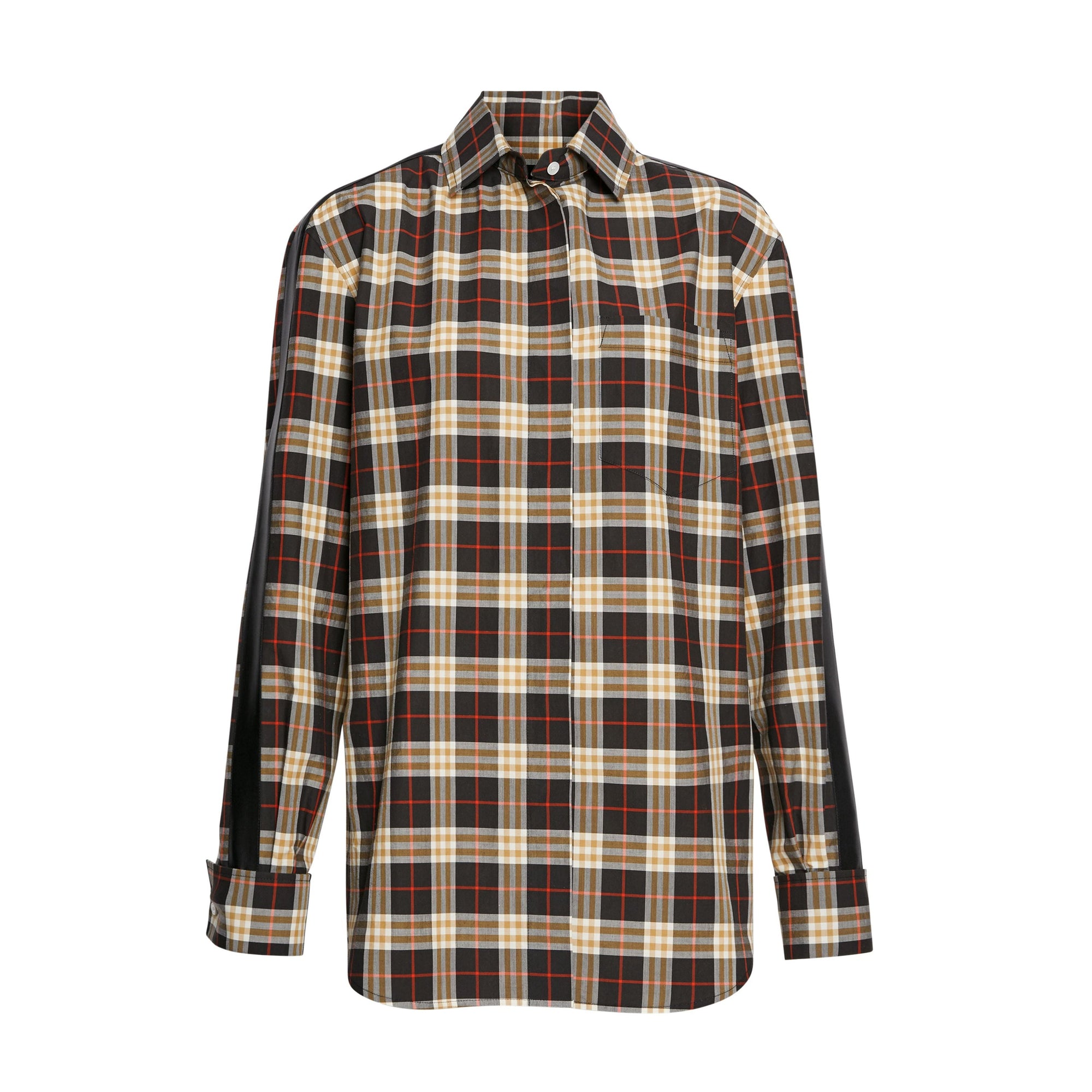 Chemise en coton à motif check et rayures - Midnight
