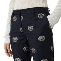 Pantalon tailleur 7/8 en laine avec écusson - Midnight Blue