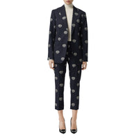 Pantalon tailleur 7/8 en laine avec écusson - Midnight Blue