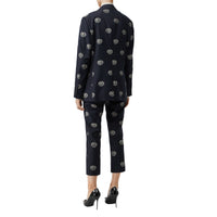 Pantalon tailleur 7/8 en laine avec écusson - Midnight Blue