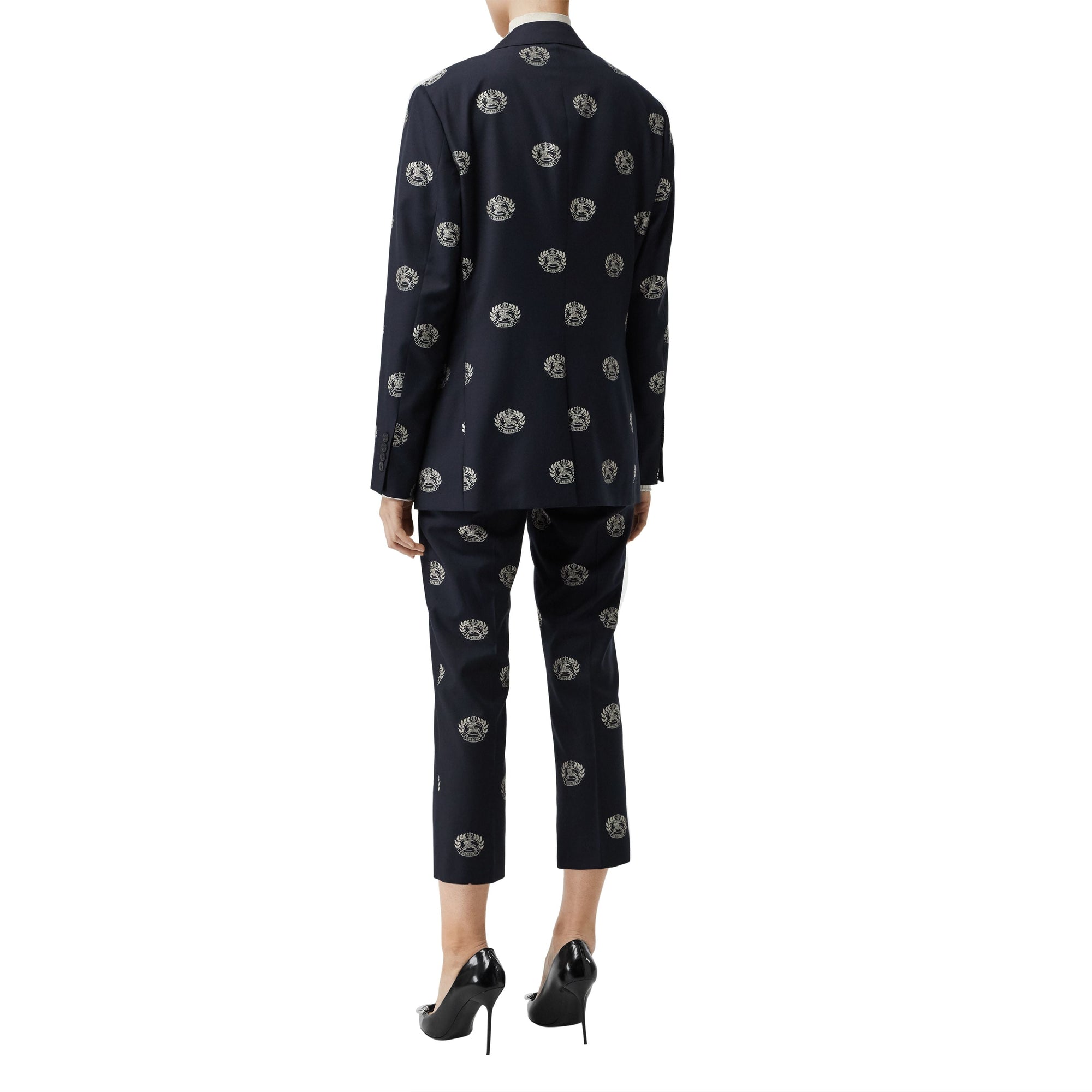 Pantalon tailleur 7/8 en laine avec écusson - Midnight Blue