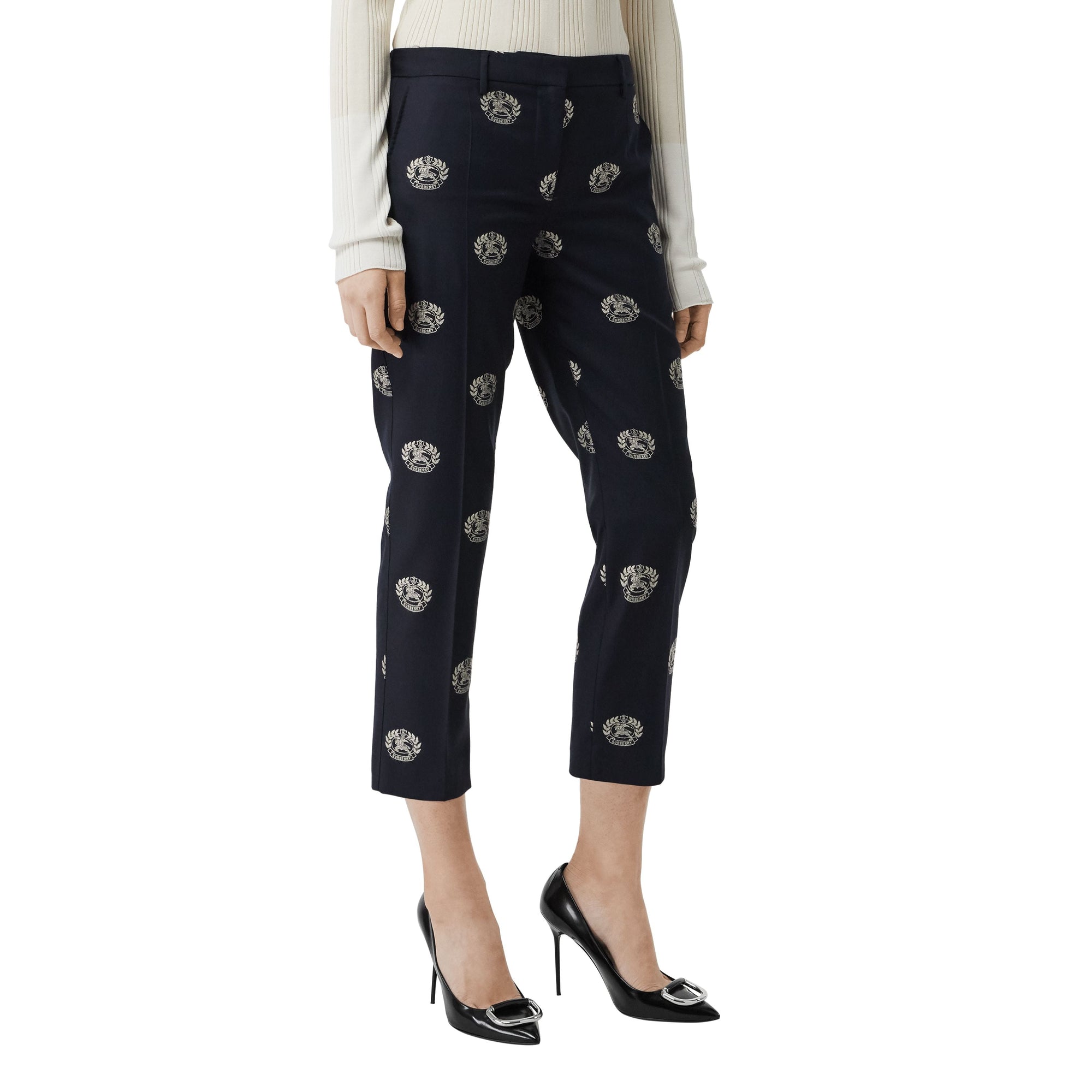 Pantalon tailleur 7/8 en laine avec écusson - Midnight Blue