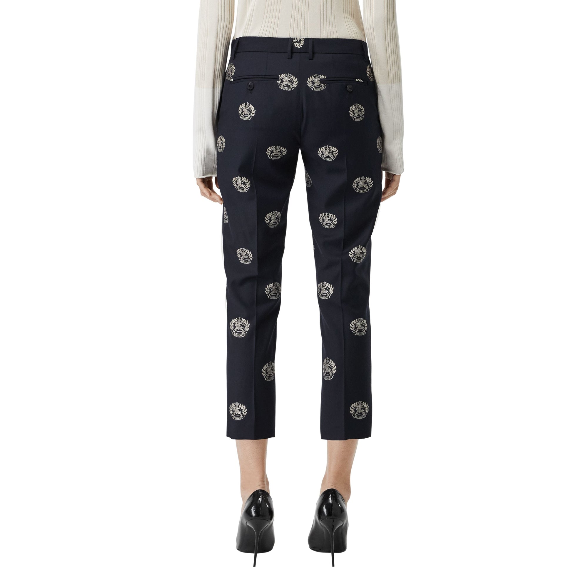 Pantalon tailleur 7/8 en laine avec écusson - Midnight Blue