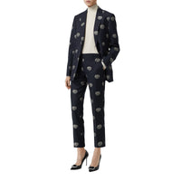 Pantalon tailleur 7/8 en laine avec écusson - Midnight Blue