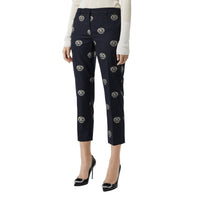Pantalon tailleur 7/8 en laine avec écusson - Midnight Blue