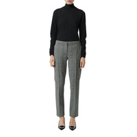 Pantalon droit en laine à motif check Prince de Galles - Mist Green