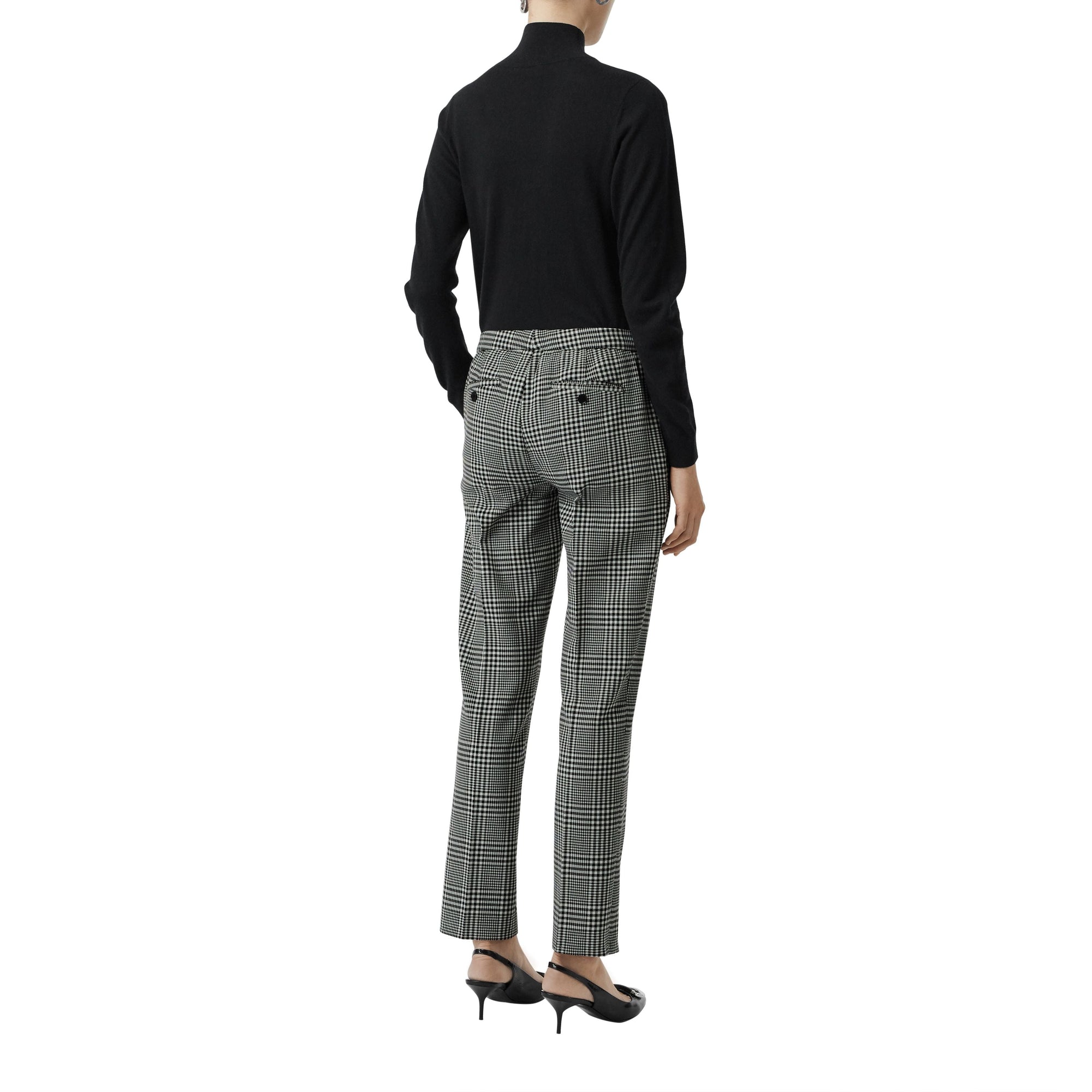 Pantalon droit en laine à motif check Prince de Galles - Mist Green