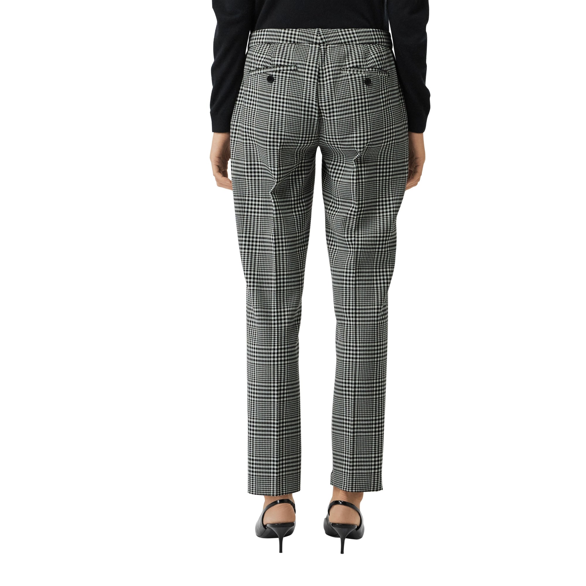 Pantalon droit en laine à motif check Prince de Galles - Mist Green