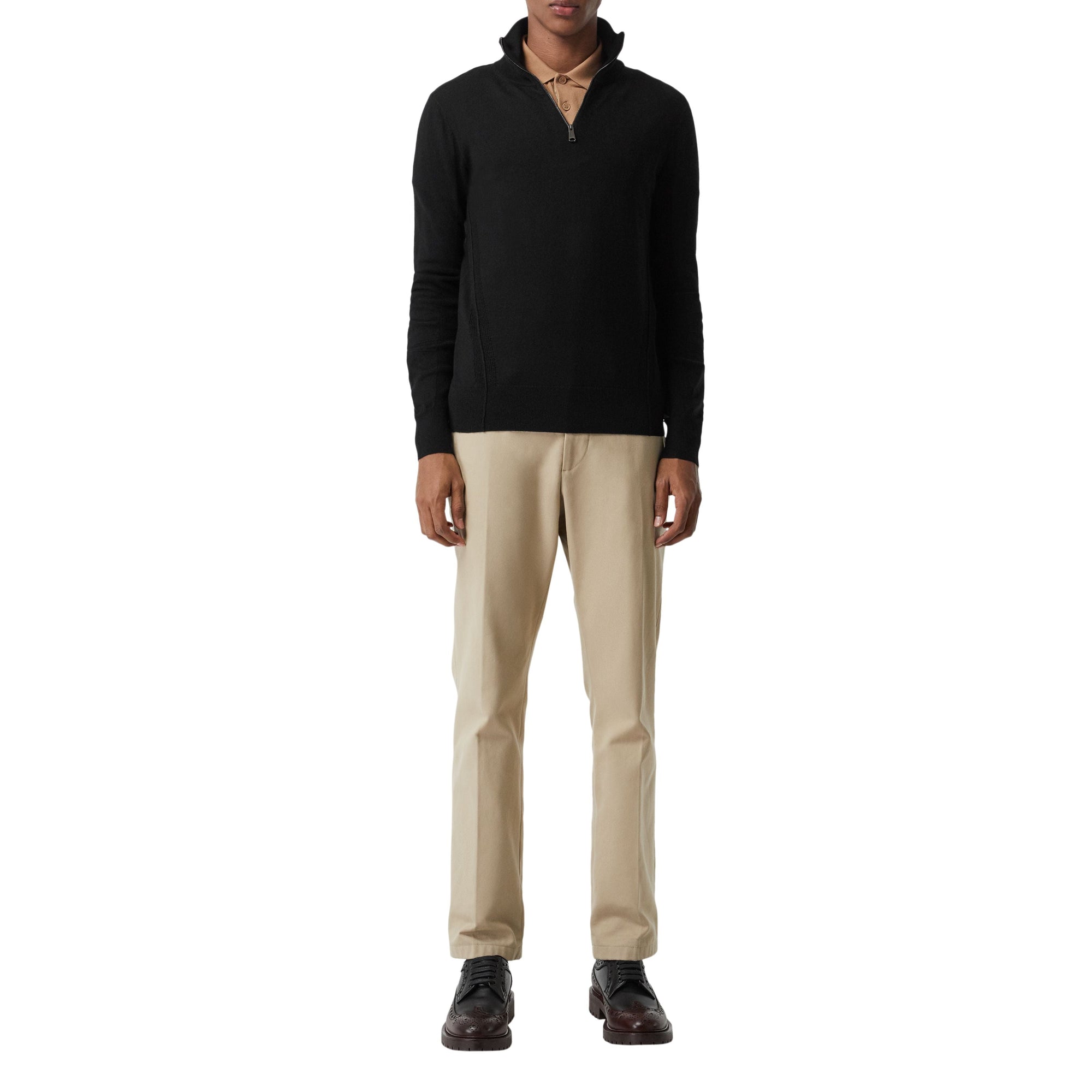 Pull semi-zippé en laine mérinos - Black