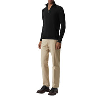 Pull semi-zippé en laine mérinos - Black