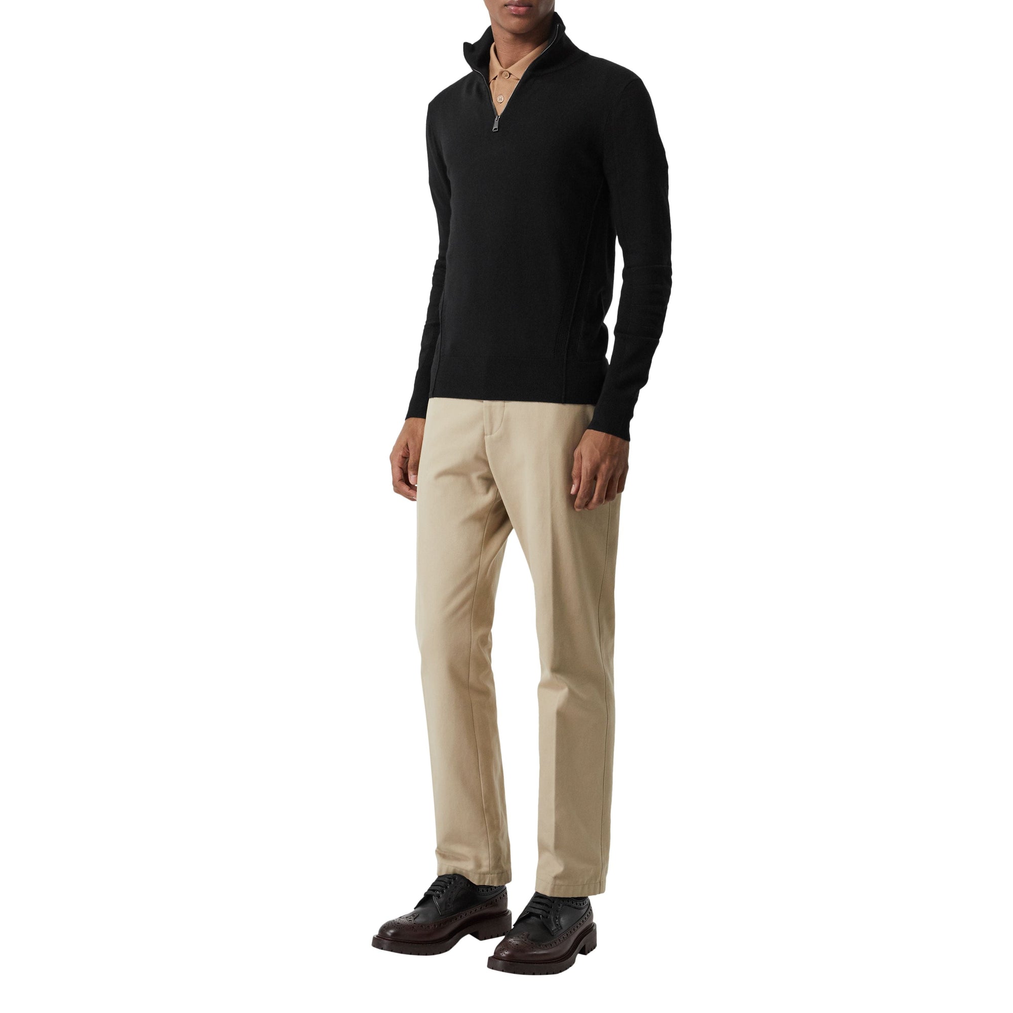 Pull semi-zippé en laine mérinos - Black