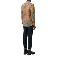 Chemise en coton à motif check et emblèmes du Cavalier - Camel