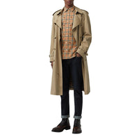 Chemise en coton à motif check et emblèmes du Cavalier - Camel