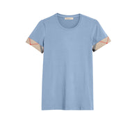 T-shirt en coton stretch avec check - Lupin Blue
