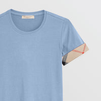 T-shirt en coton stretch avec check - Lupin Blue
