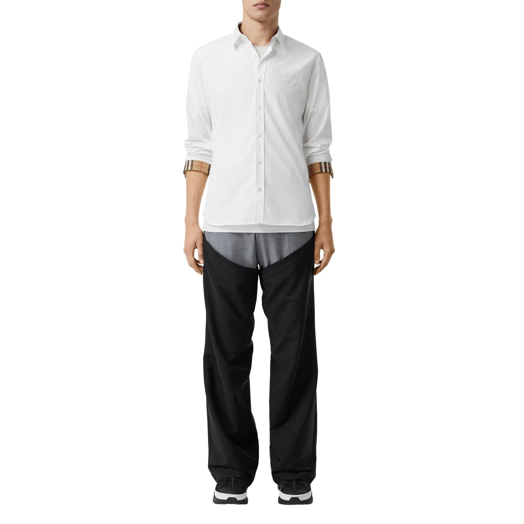 Chemise en popeline de coton extensible - White