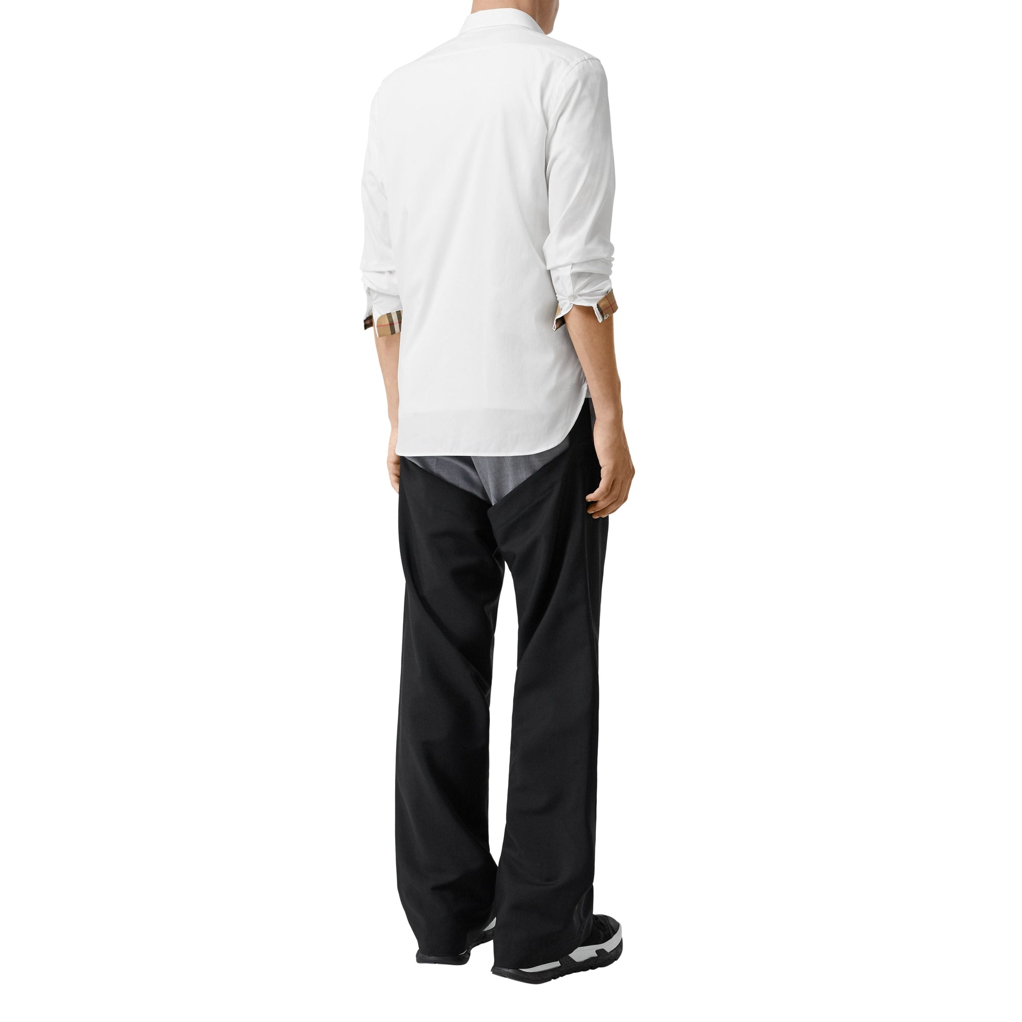 Chemise en popeline de coton extensible - White