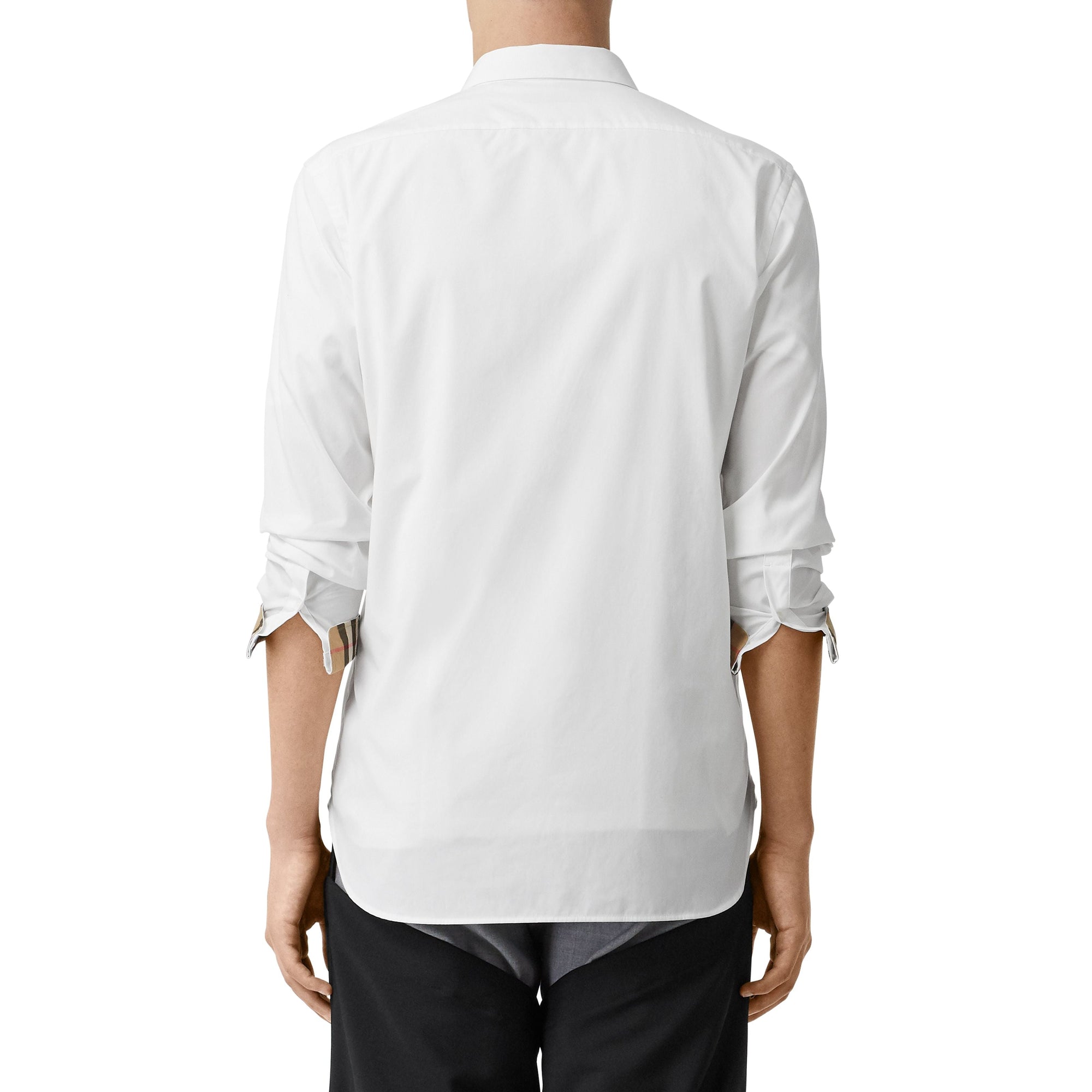 Chemise en popeline de coton extensible - White