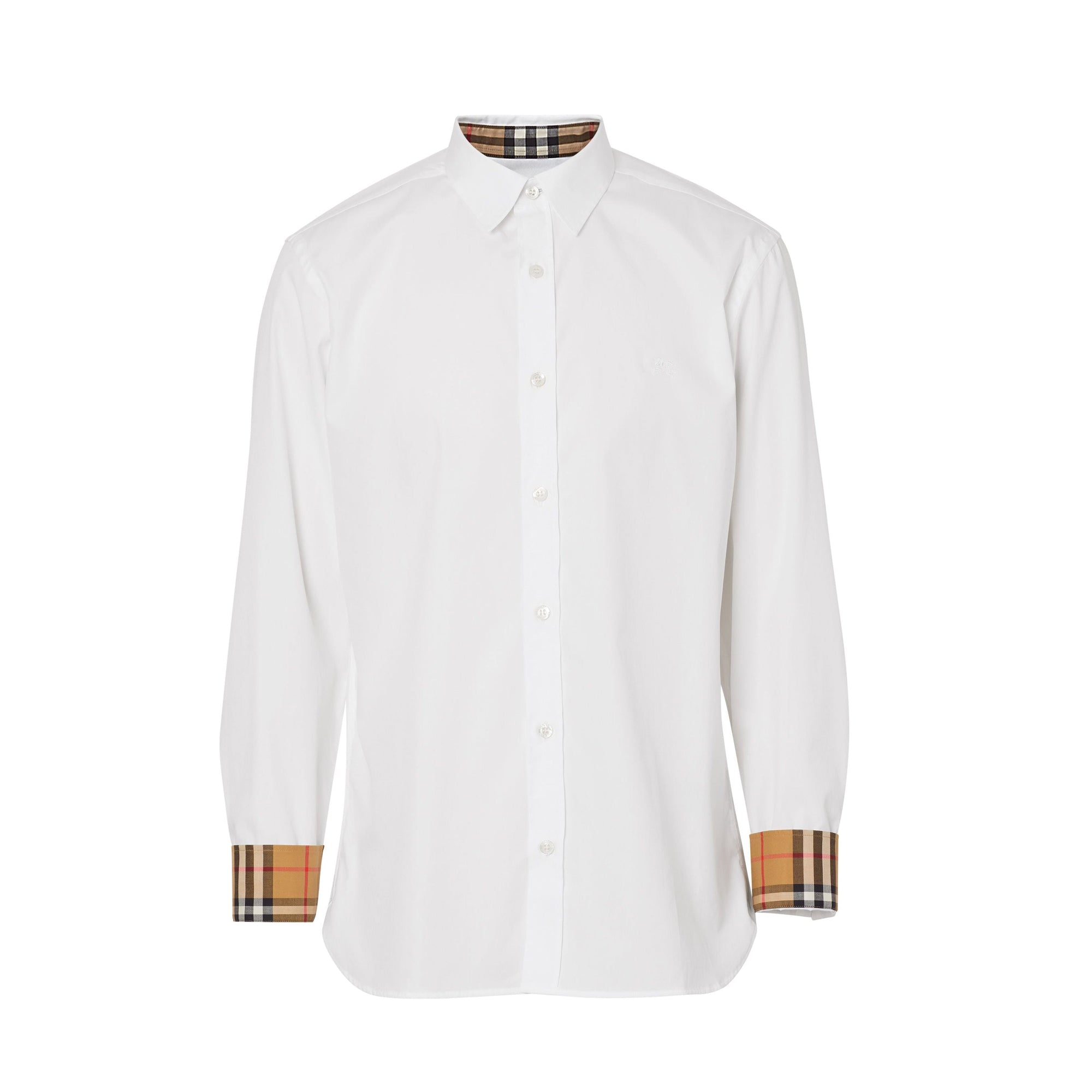 Chemise en popeline de coton extensible - White