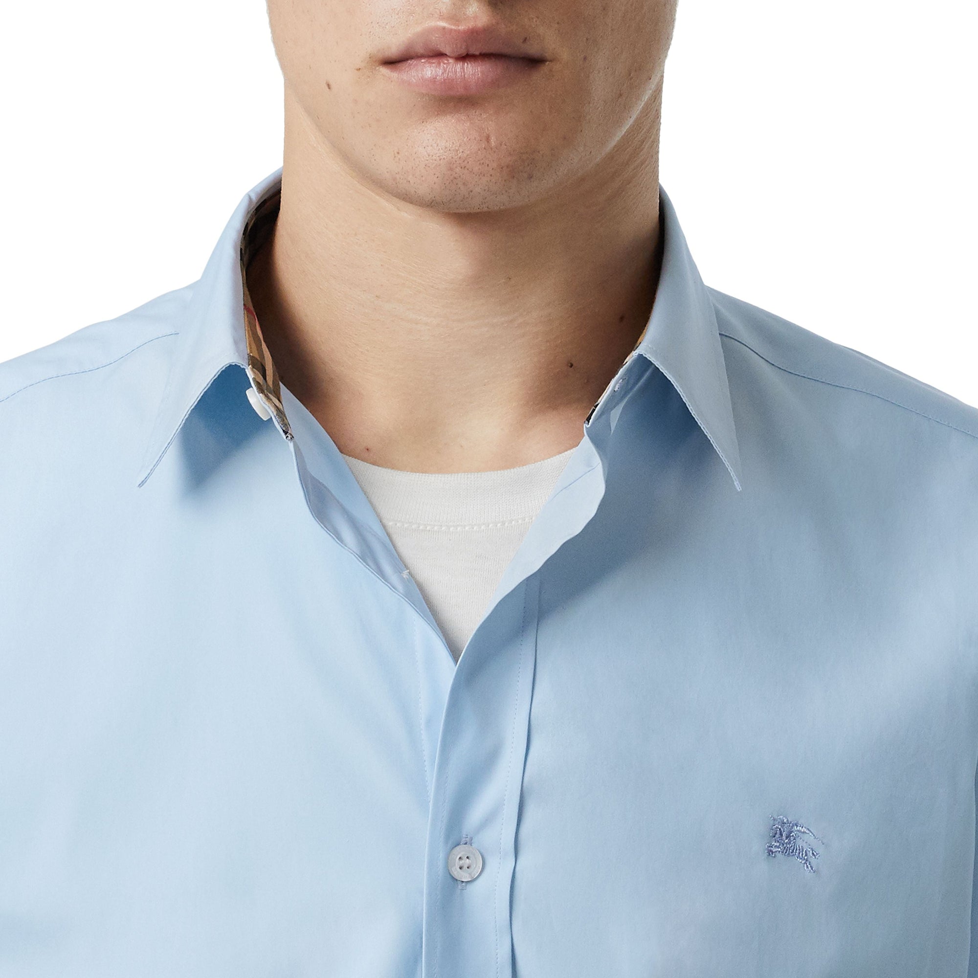 Chemise en popeline de coton extensible - Pale Blue