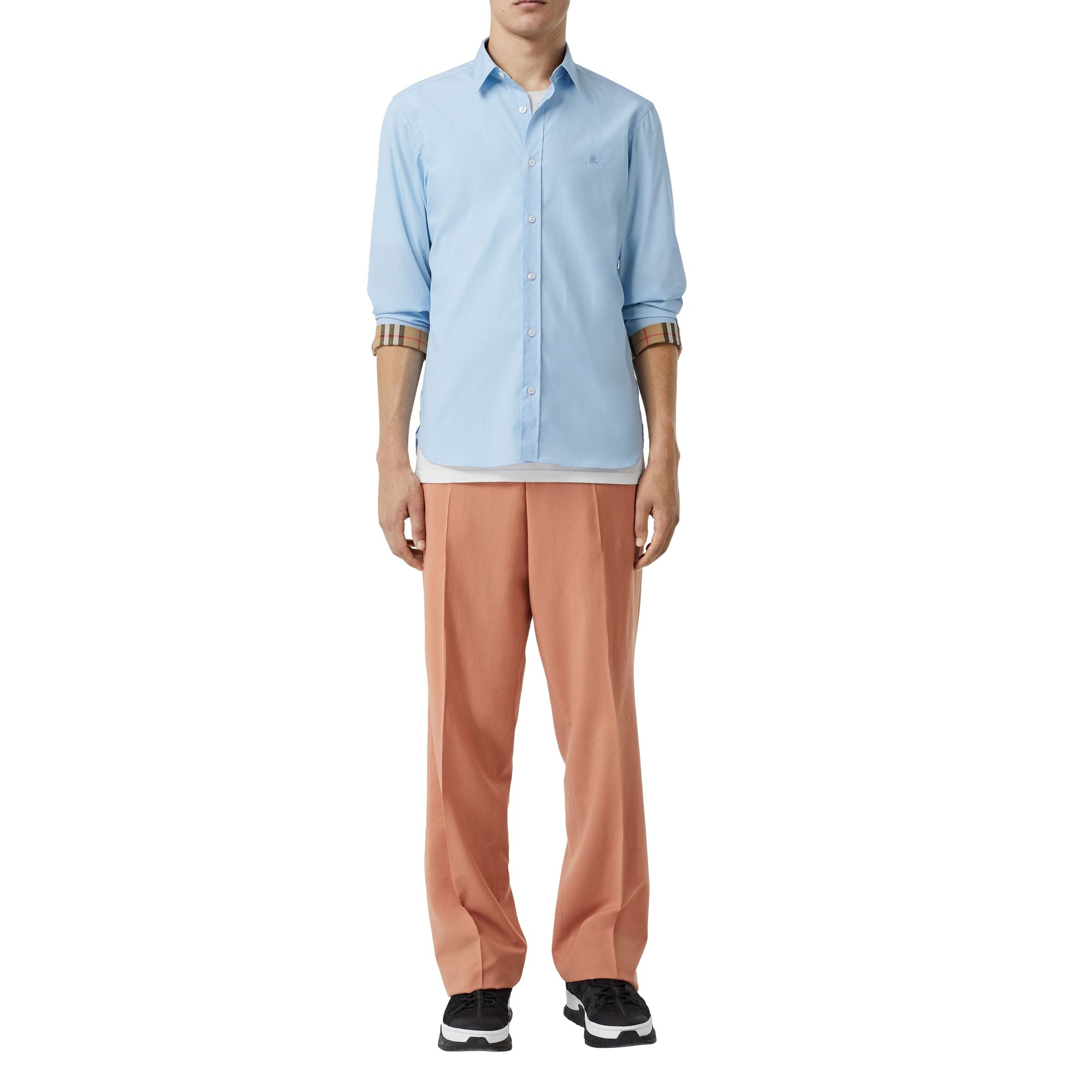 Chemise en popeline de coton extensible - Pale Blue