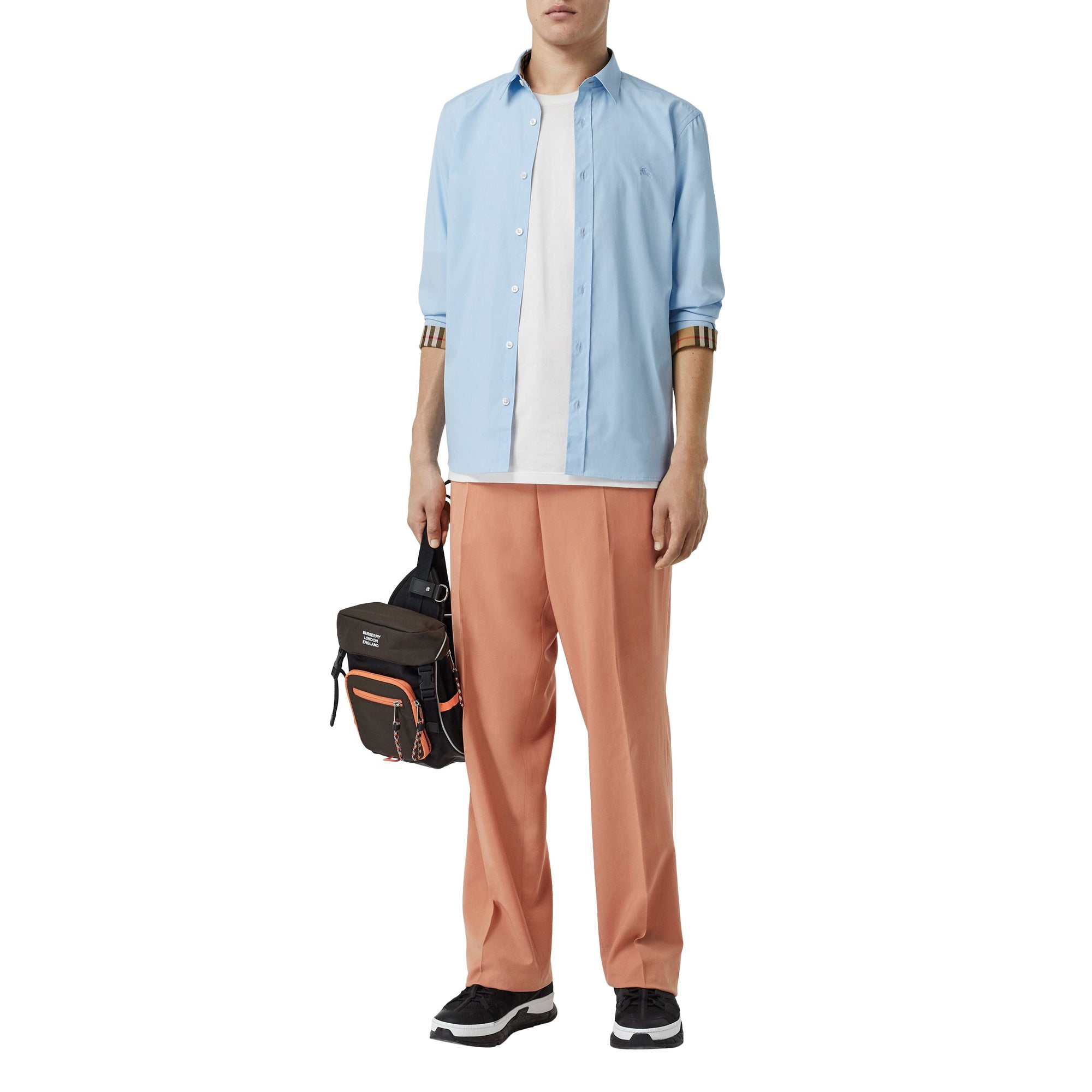 Chemise en popeline de coton extensible - Pale Blue